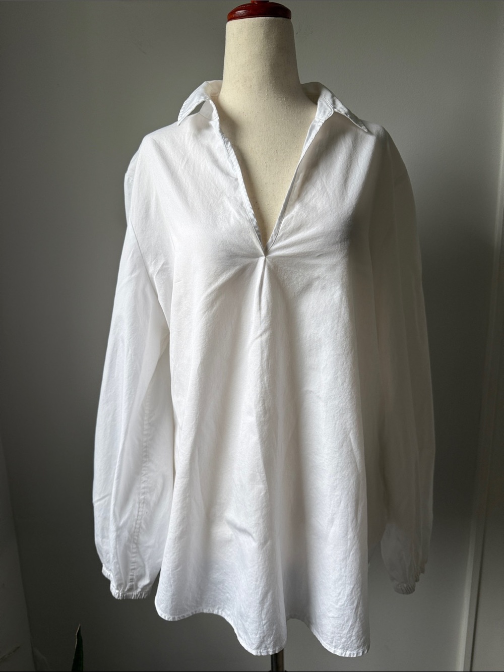 Vince Cotton Long Sleeve Pullover Tunic Oversized Cotton Poplin Shirt